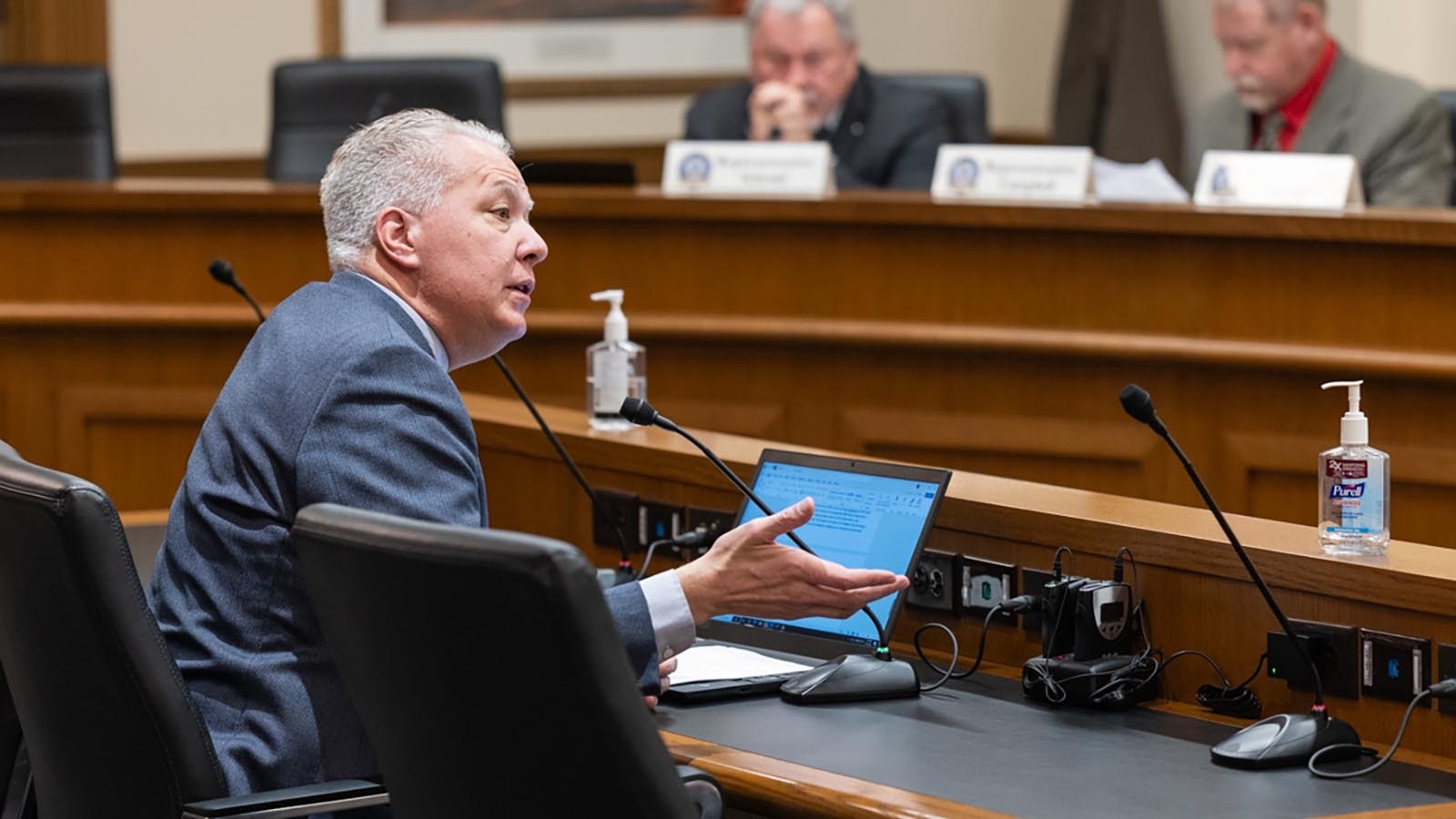 State Rep. Christopher Knapp, R-Gillette, testifies for the House Minerals Business and Economic Development Committee on Friday, Jan. 17, 2025.