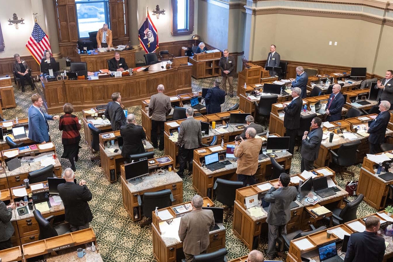Members of the Wyoming House of Representatives meet during the 2023 session at the Capitol in Cheyenne.