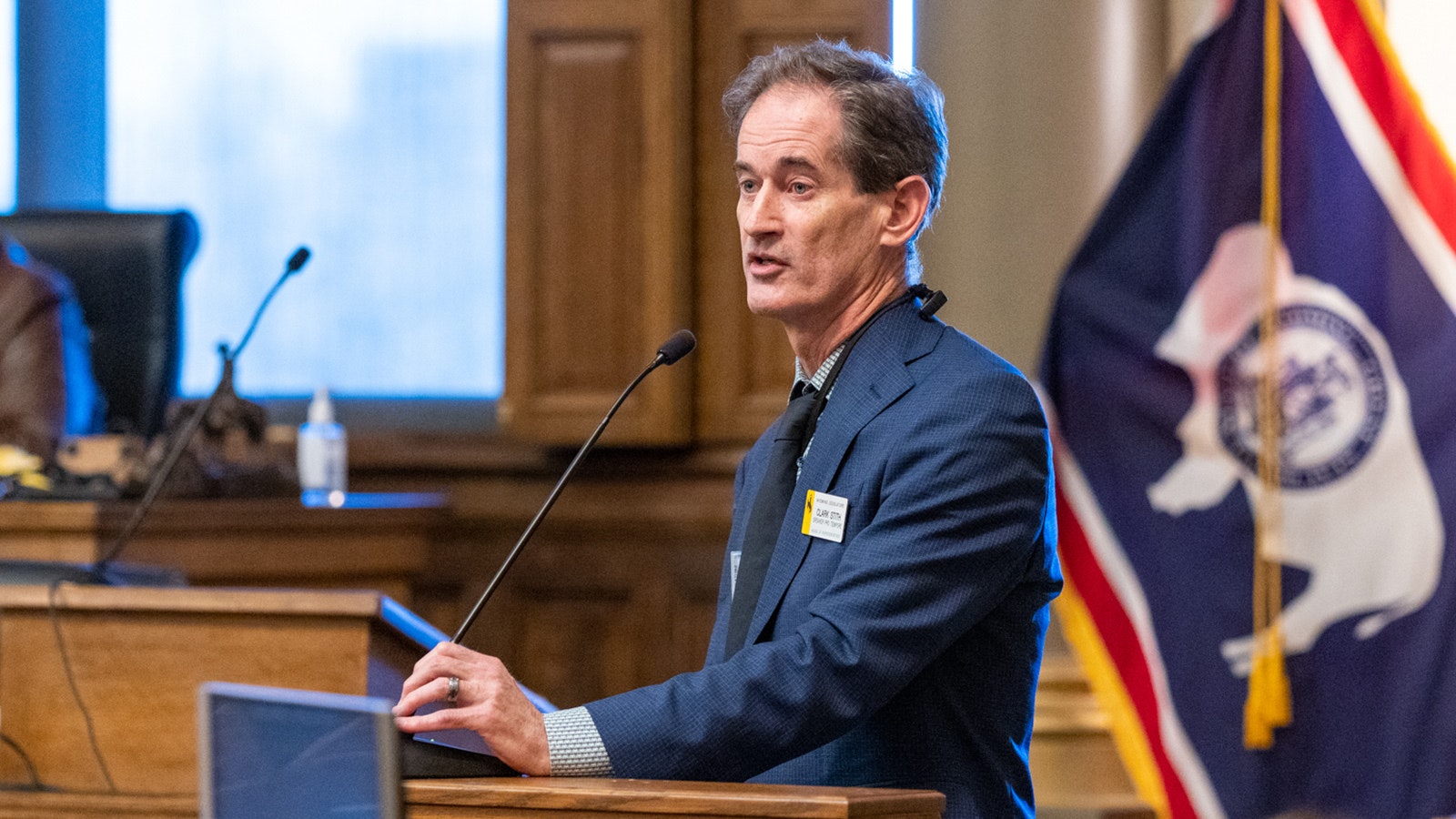 Rep. Clark Stith, R-Rock Springs, on the House Floor during the first days of the 2023 legislative session in Cheyenne.