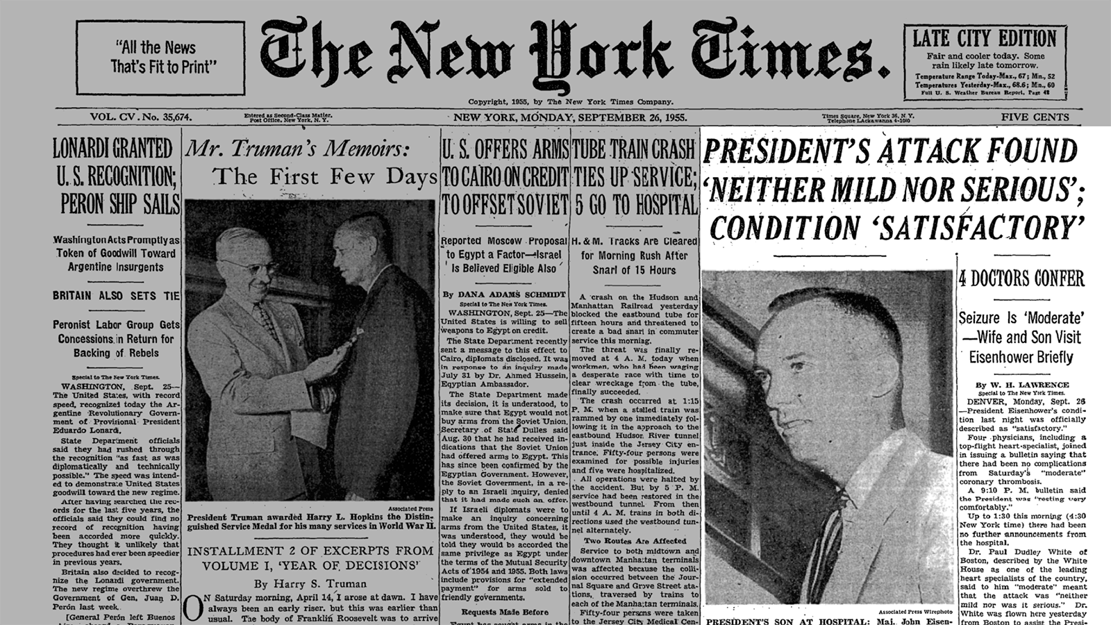 President Dwight Eisenhower’s heart attack and Maj. Gen. Howard Snyder’s description as “mild” was questioned by the press.