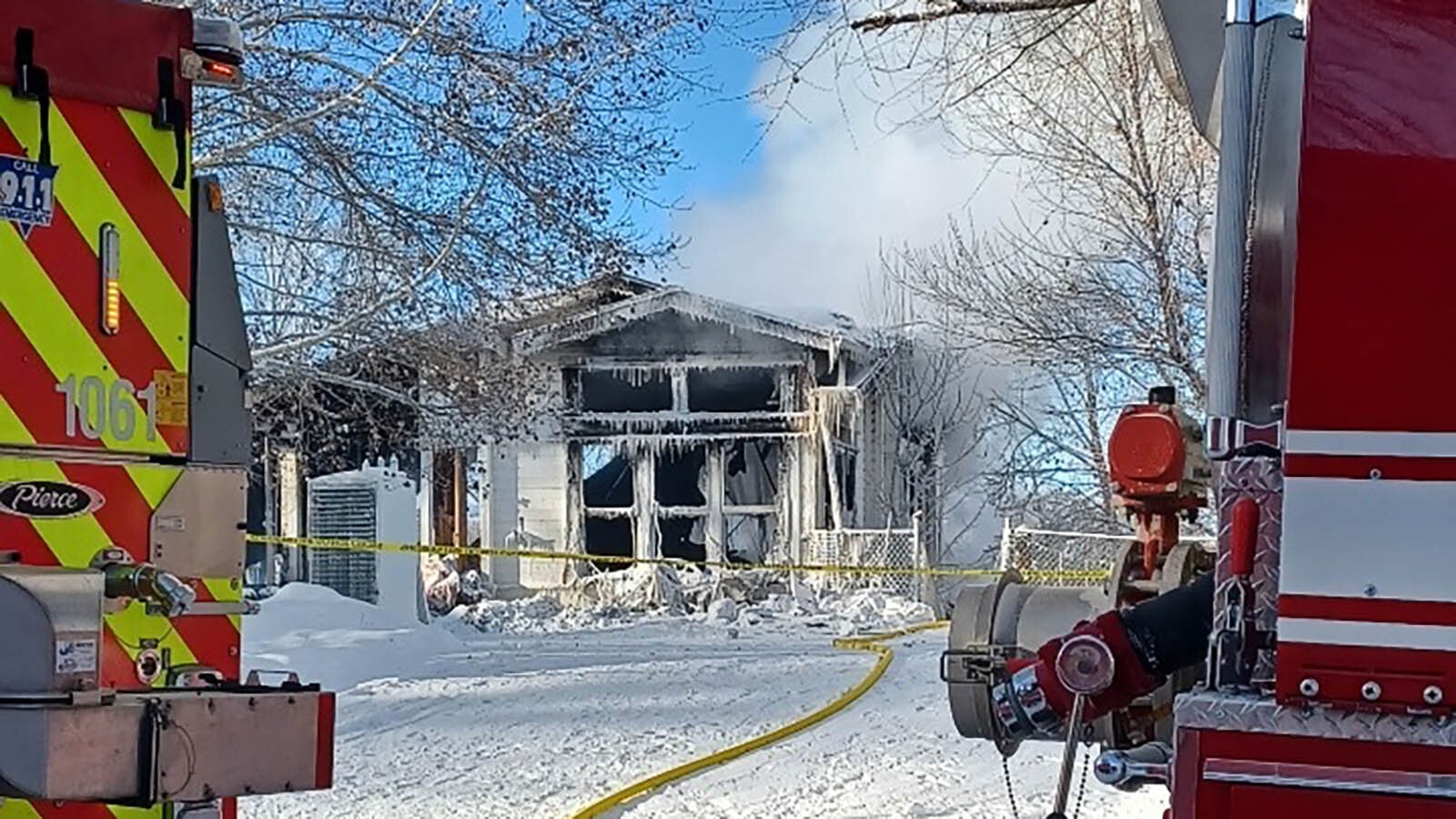 The burned out shell of the Watts family home.