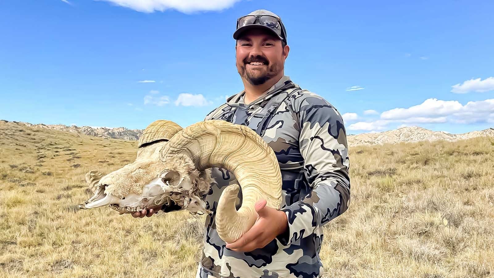 Ethan Overton of Laramie was archery hunting for a bighorn sheep ewe in the Ferris-Seminoe area when he discovered this massive bighorn ram skull.