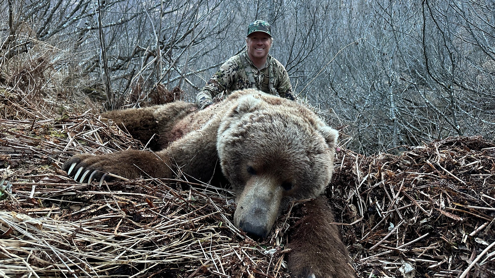 Tyce Erickson used a 10 mm pistol to stop this 1,000-pound Kodiak bear that charged his hunting guide in Alaska. The 10 mm round is popular for bear defense. Lee Francis of Evanston used a similar pistol to fight off a grizzly in the Wyoming backcountry in 2022.