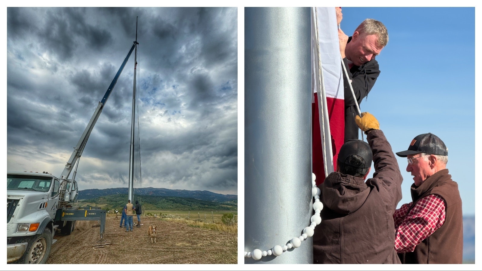 On a prominent hill in Star Valley, a 1,500-square-foot American flag flies from a 130-foot-tall flagpole. When the massive flag needed to be replaced after a storm, ranch owner Darcel Hulse, 78, insisted on doing the work himself, along with help from his family. He also has smaller American flags lining the fence around his property.