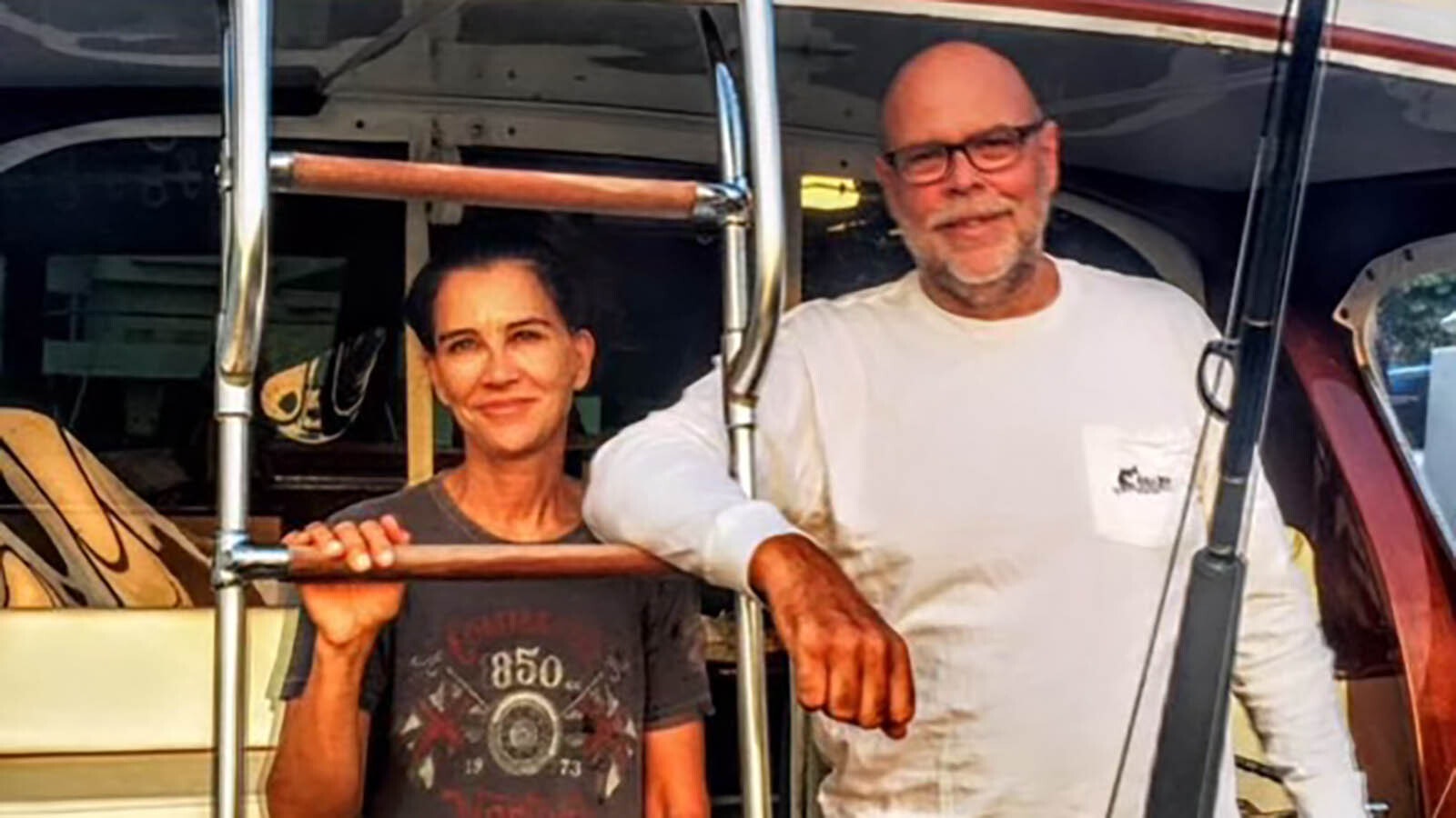 Victoria Roberts and Engle Saez are happily married after an impromptu wedding in a Wyoming elk hunting camp 20 years ago. They still enjoy outdoor adventures and are pictured here on their fishing boat, “Uncle Jack,” in Fort Lauderdale, Florida.