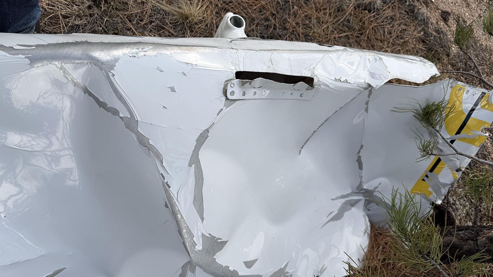 Elk Hunter Chris Holden found these aircraft parts Wednesday afternoon near Laramie Peak in Converse County. It’s thought that they might have blown off a plane in mid-flight.