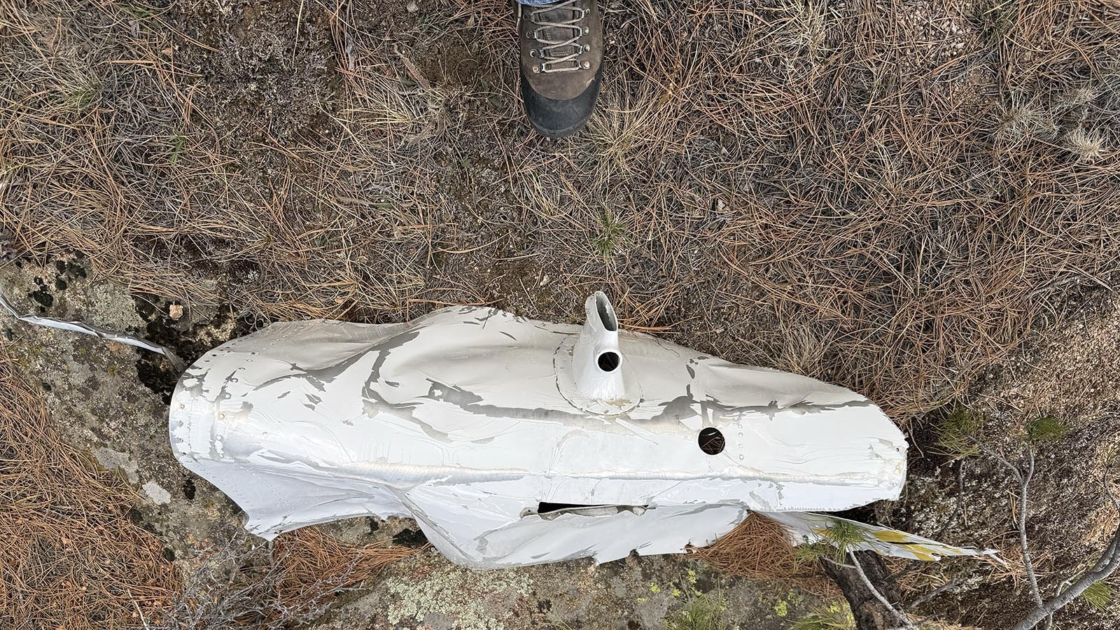 Elk Hunter Chris Holden found these aircraft parts Wednesday afternoon near Laramie Peak in Converse County. It’s thought that they might have blown off a plane in mid-flight.