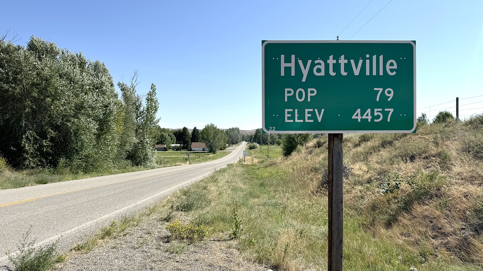 The sign into Hyattville may say that the population is 79 but residents believe that it may be counting a few dogs in the census.