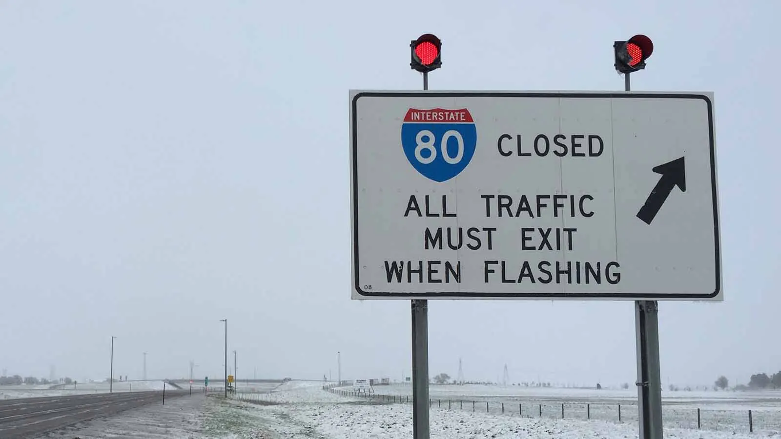 I 80 in winter road closed sign 9 4 26