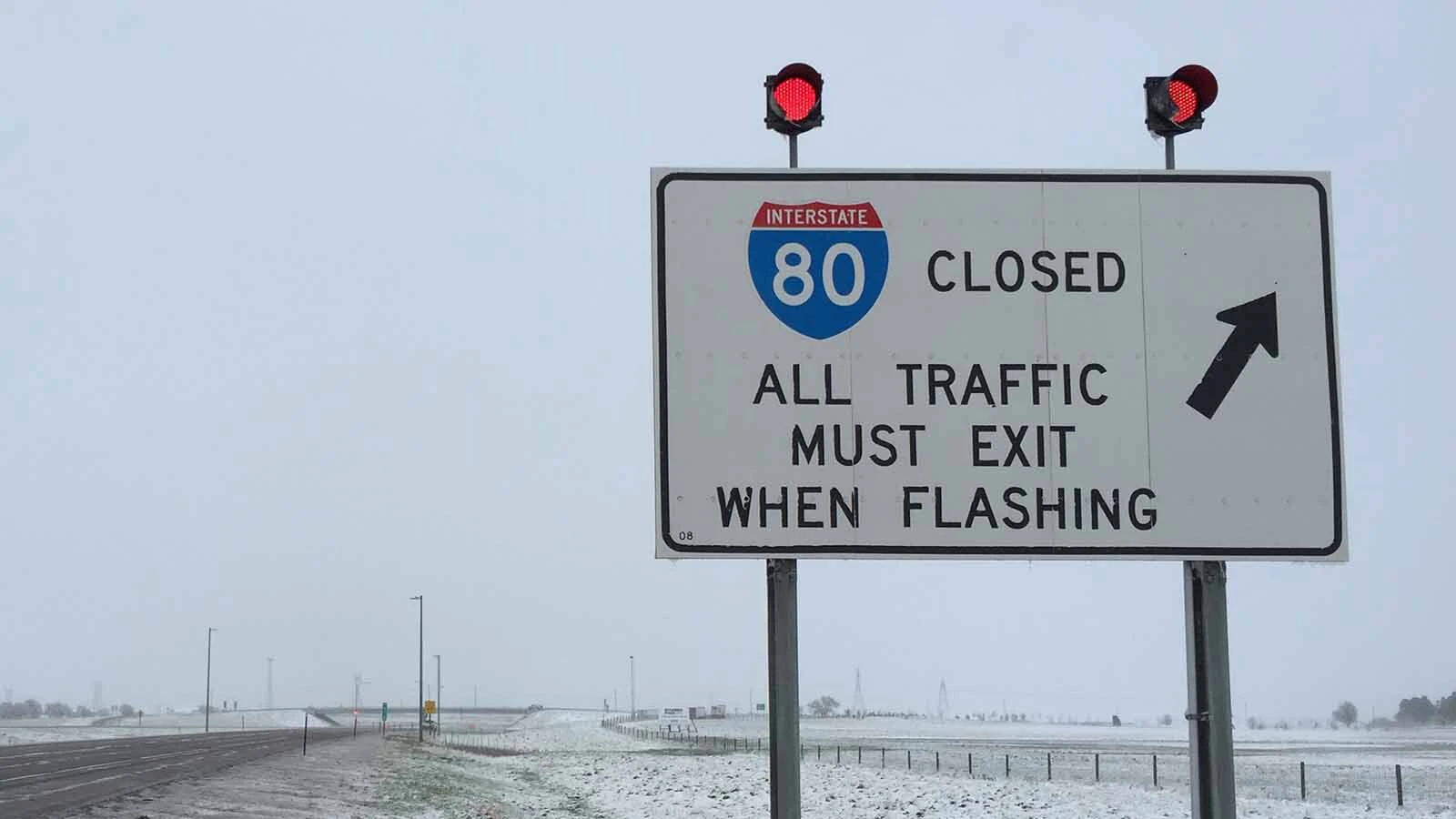 I 80 in winter road closed sign 9 4 26