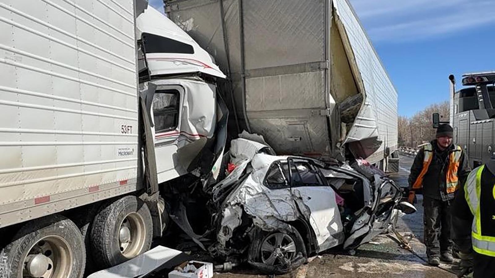 A 20-vehicle pileup on Interstate 80 between Laramie and Sinclair during a blizzard Wednesday sent two people to hospitals and shut down the highway in both directions. Officials blame ice, high winds, and drivers unprepared for winter’s sudden return.