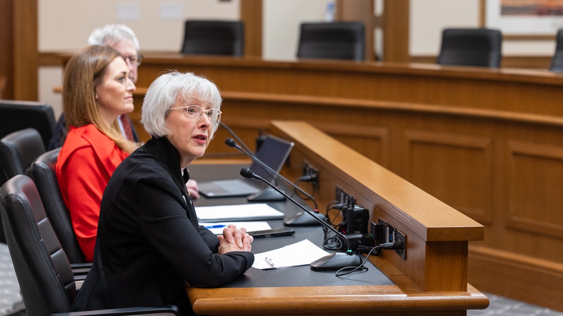 Laramie County Clerk Debra Lee testifying at the House Minerals Committee Meeting on Bill H22, Recall on municipal officers.