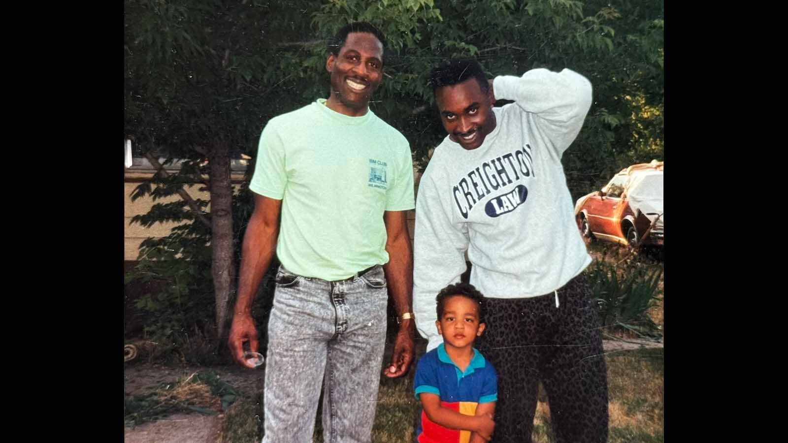 Andere Rudolph, right, and his then-young son Brendan Ames.