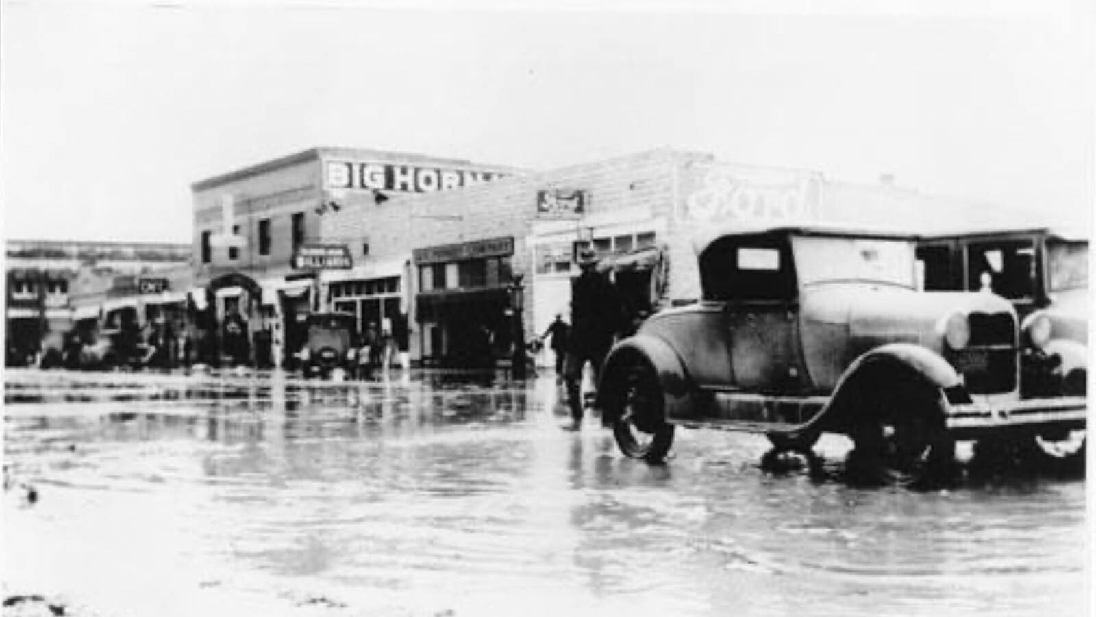 The ice jam on March 10, 1929, flooded the town of Greybull and left behind ice chunks and four feet of standing water.