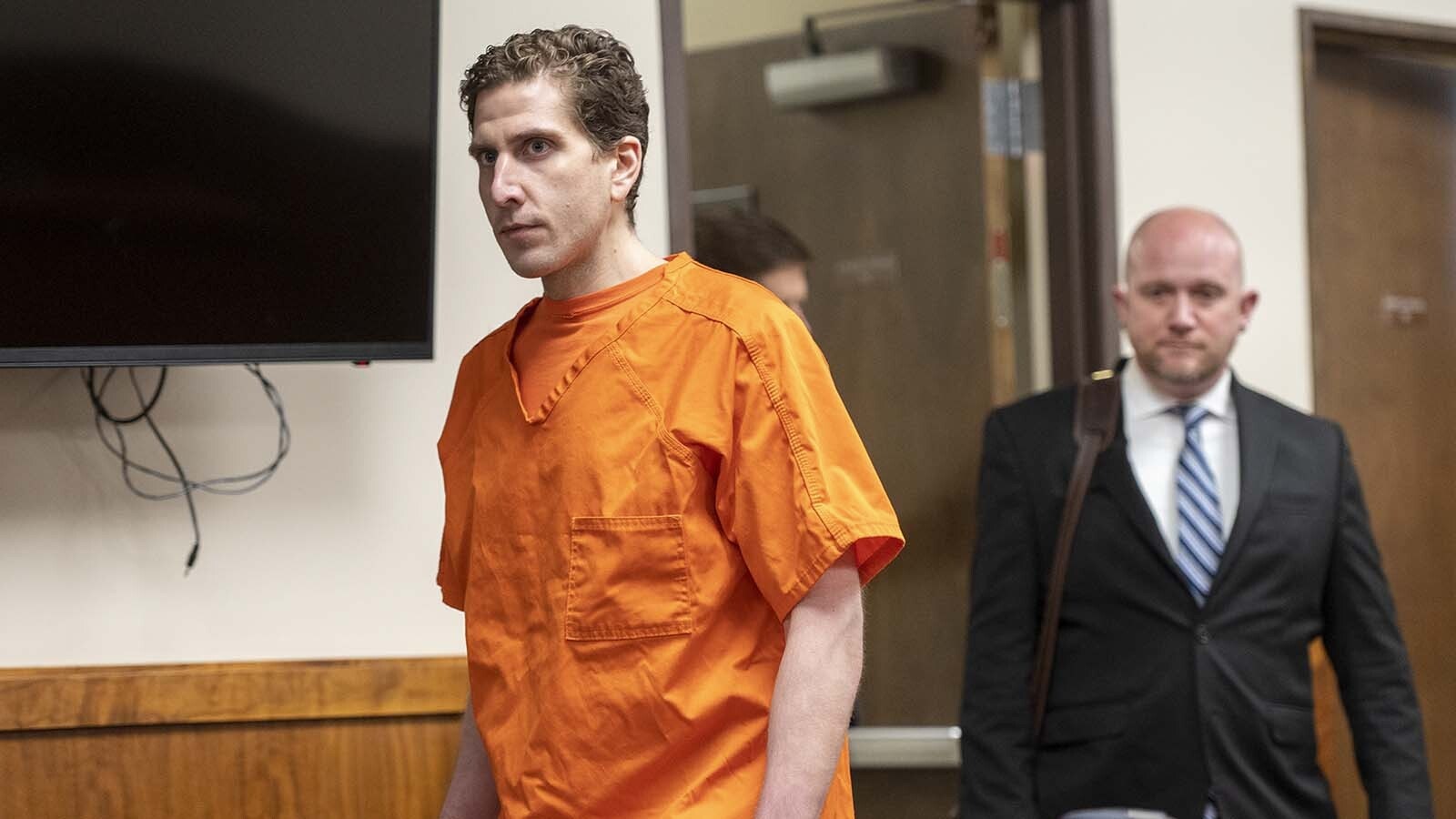 Bryan Kohberger enters the courtroom for his arraignment hearing in Latah County District Court on May 22, 2023, in Moscow, Idaho. Kohberger is accused of killing four University of Idaho students in November 2022.