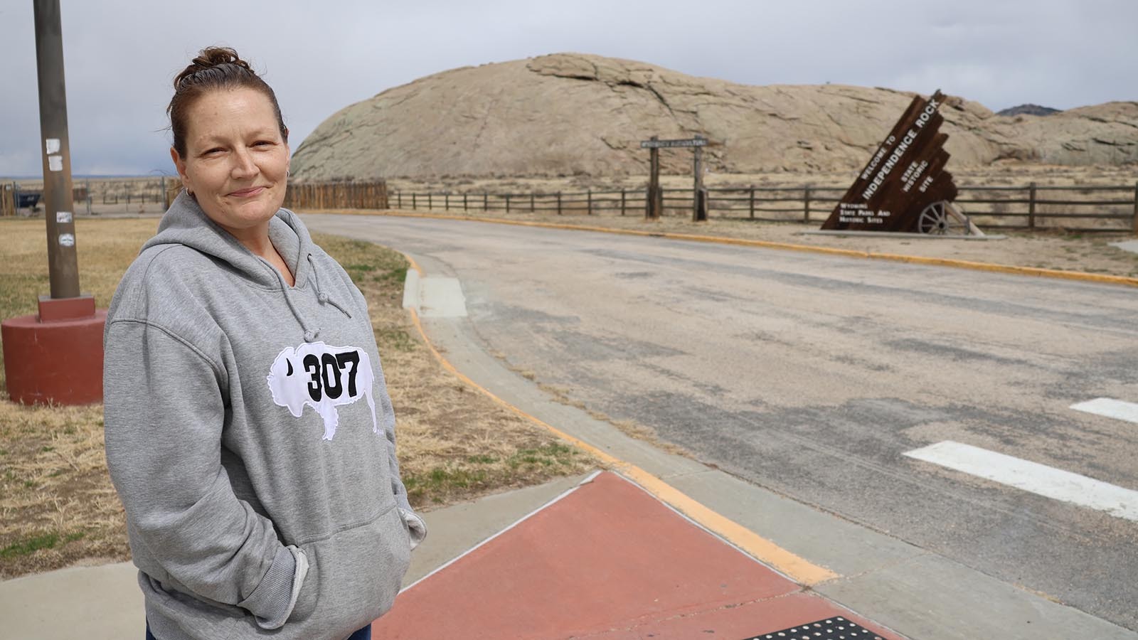 Amanda Wilson loves her job cleaning and caring for the WYDOT rest area at Independence Rock.