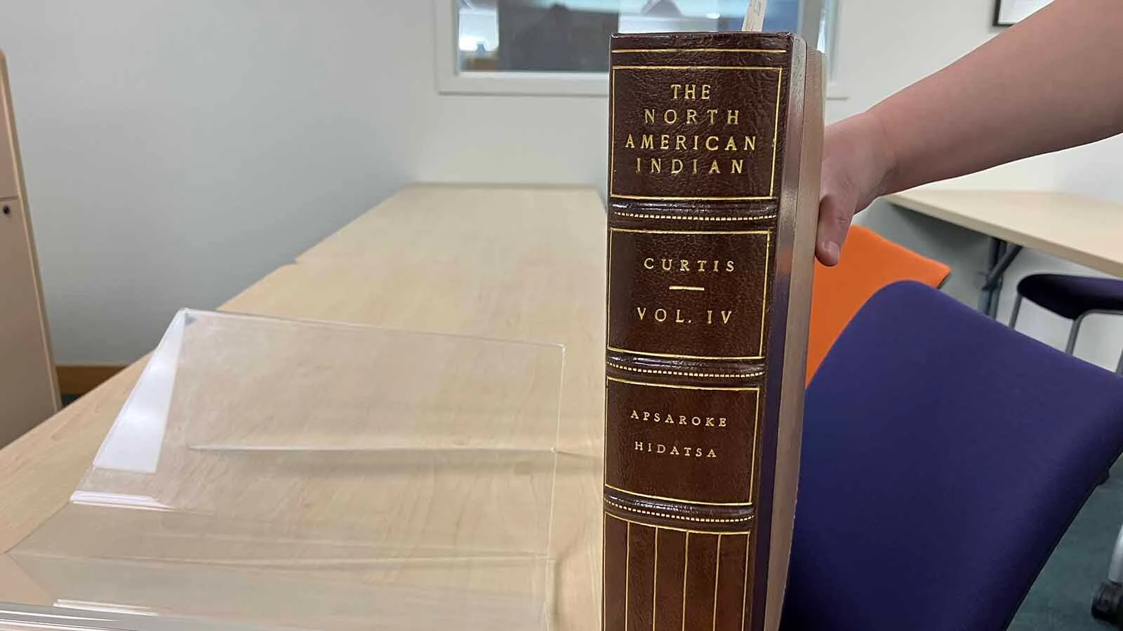 “The North American Indian” books are a big, heavy volumes that are bound in leather.
