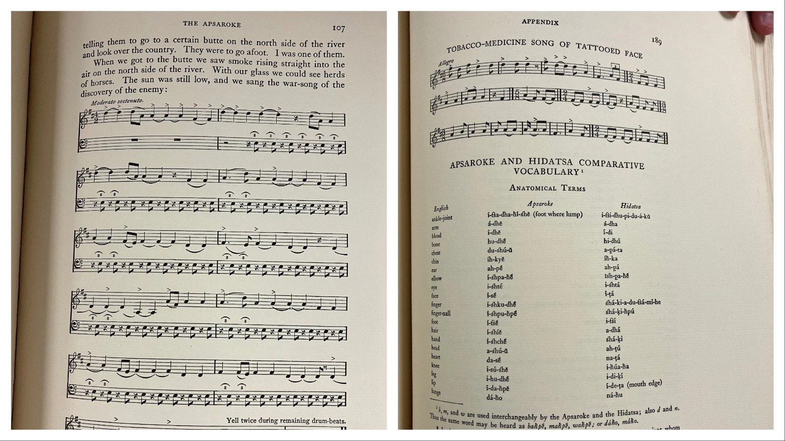 Edward Curtis included songs and volaculary lists in his volumes.