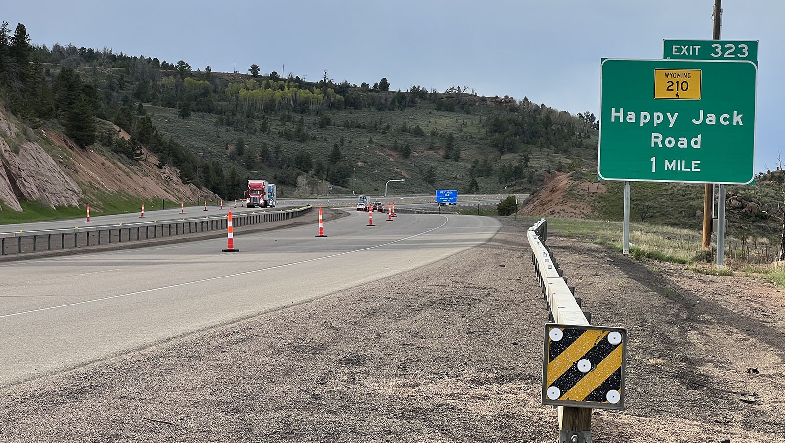 There is no off-season for working on Wyoming highways. As soon as winter ice and snow recede enough the spring/summer construction season begins, like on this stretch of westbound Interstate 80.