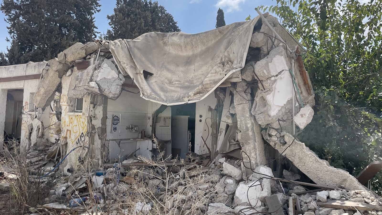 Wreckeage at Kfar Aza, a community that was attacked on Oct. 7, 2023. 