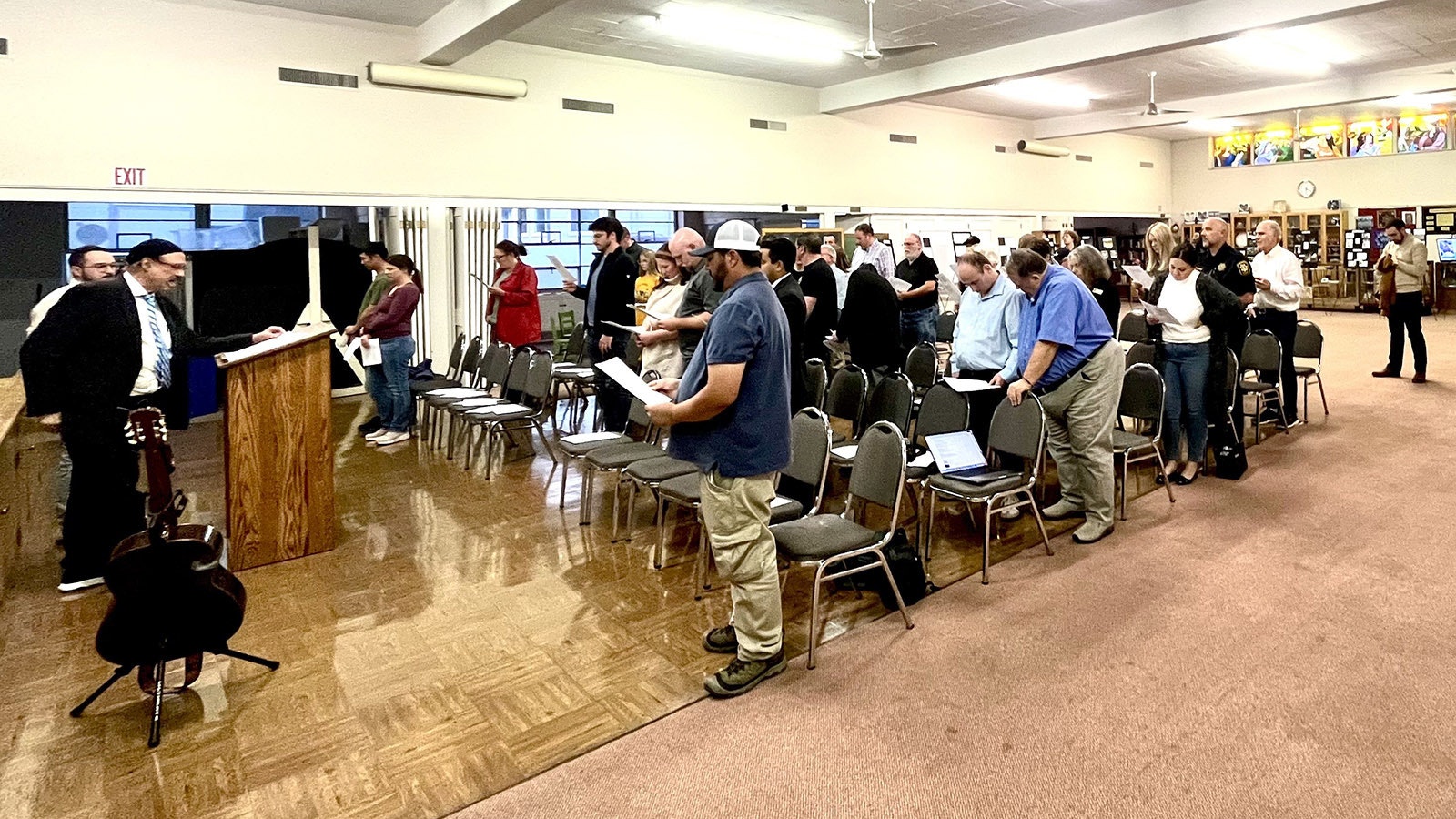 A vigil at Mt. Sinai Synagogue in Cheyenne to mark the first anniversary of the Israel-Hamas war at Mt. Sinai Synagogue on Monday night, Oct. 7, 2024.