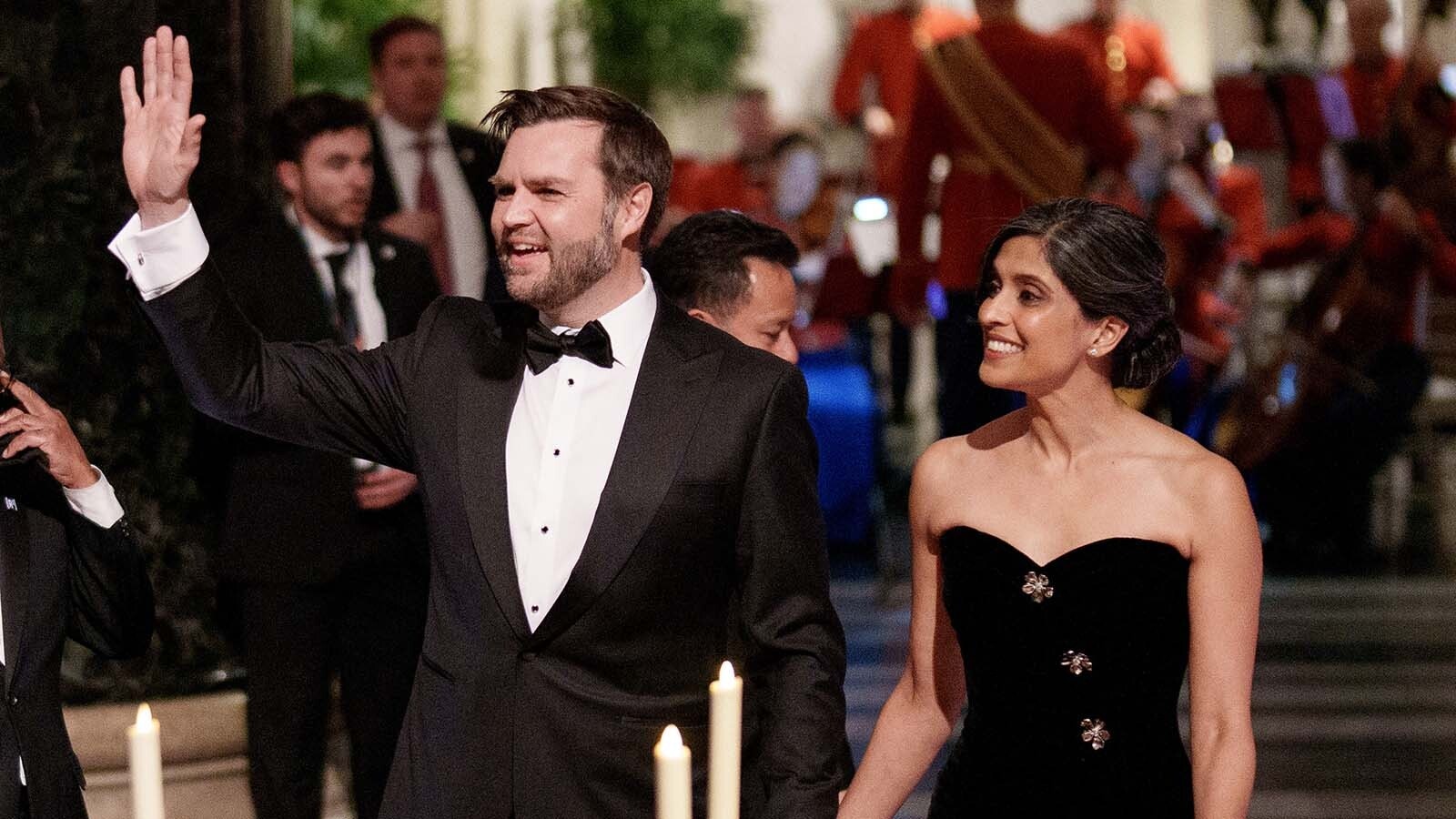 Vice President J.D. Vance will be in Jackson, Wyoming, on July 29. He’ll attend a fundraiser for the Republican National Committee. He's pictured here with wife Usha at a black-tie event in Washington, D.C.