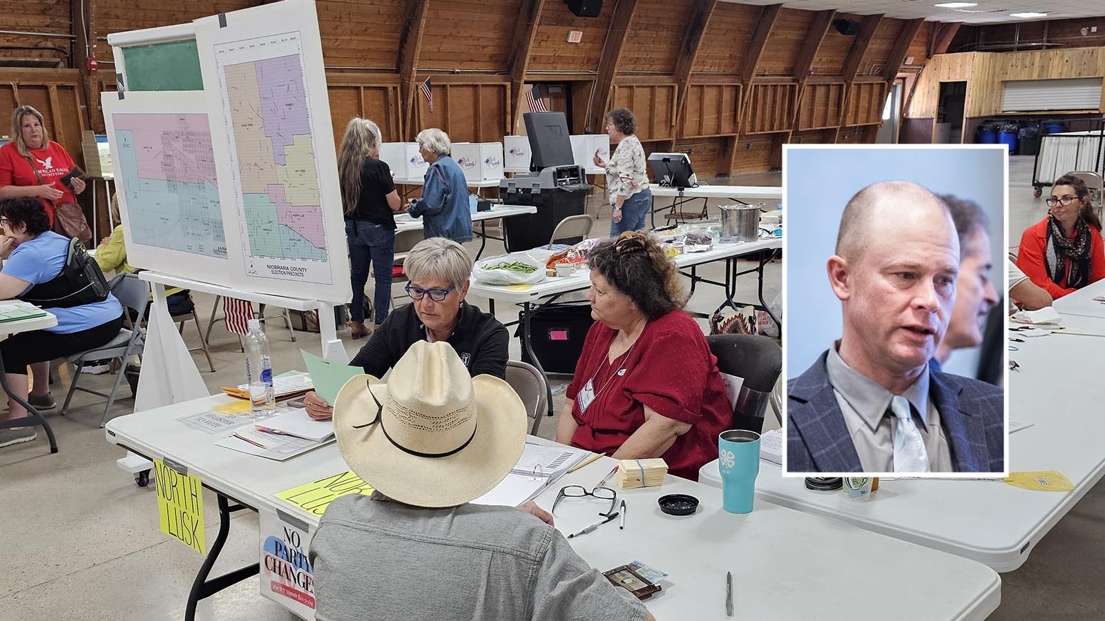 Voting at Lusk North and Lusk South precincts Tuesday for the 2024 Niborara County Primary. In the county's highlight race, JD Williams won in a primary rematch with Allen Slagle.