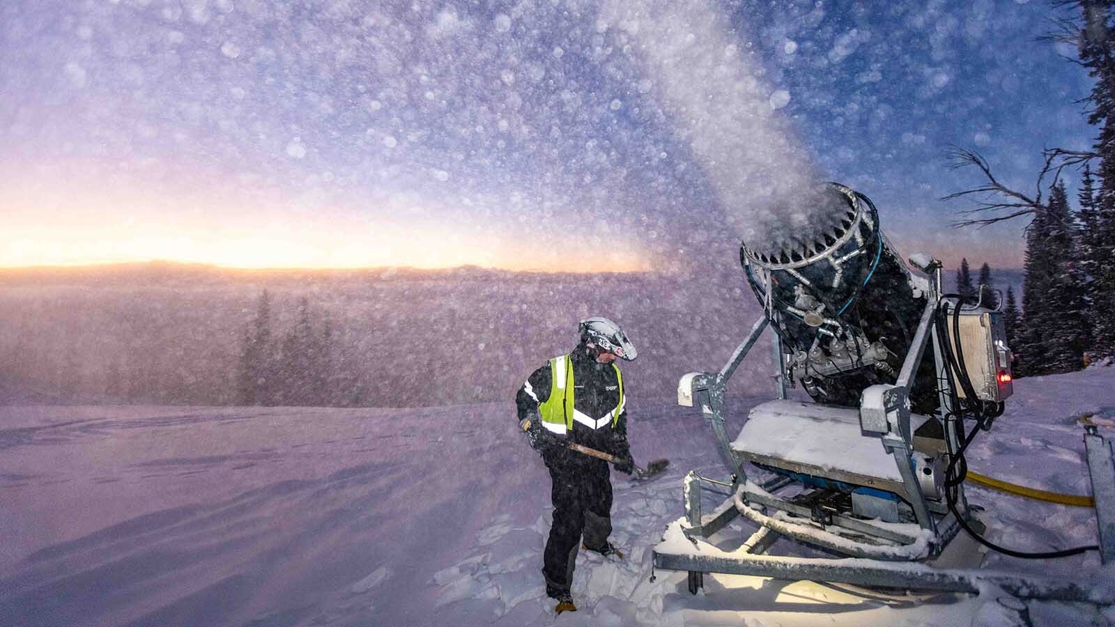 Having postponed the opening of its season because of a lack of natural snow, snowmaking efforts are underway at Jackson Hole Mountain Resort.