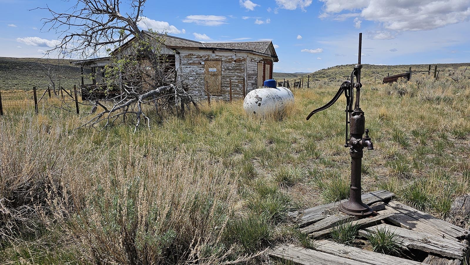 A hand pump behind the main ranch house at the JO Ranch in Carbon County.