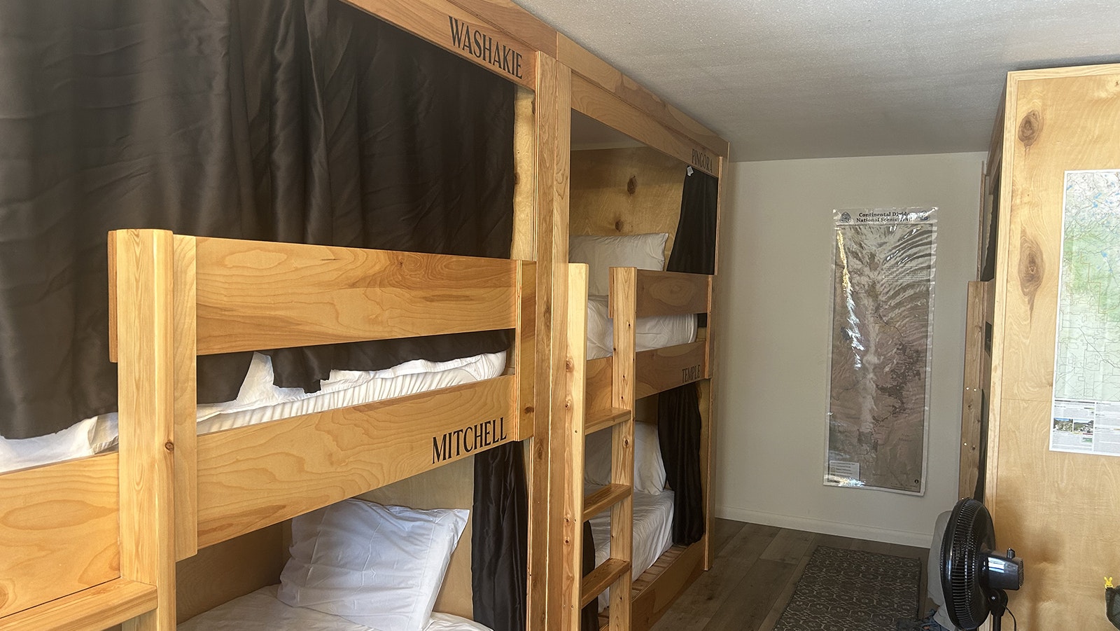 Two rooms at the Jackalope Motor Inn are set up hostel style for hikers with six bunks each.