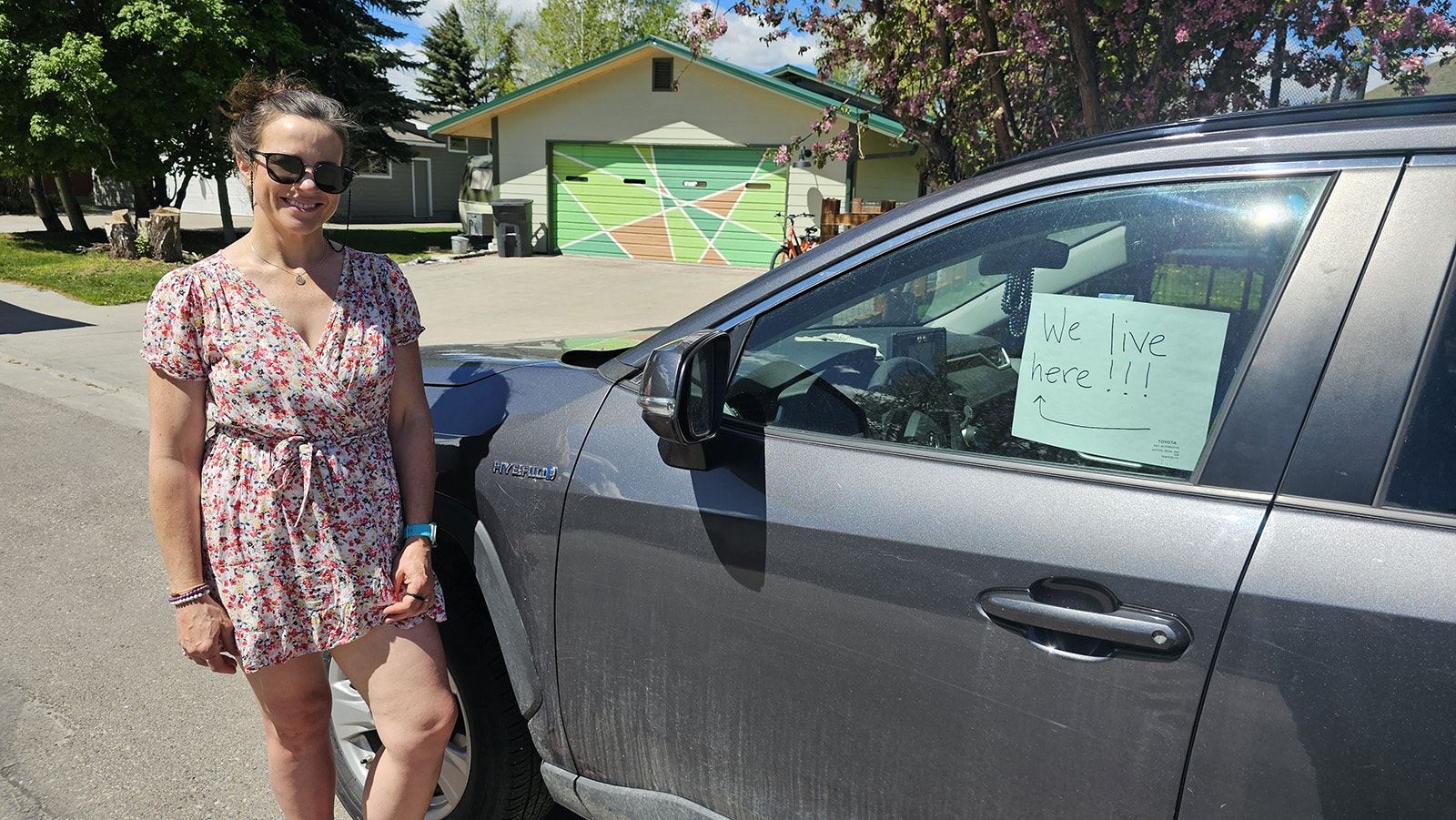 Jessica Sell Chamber's tenants have been putting signs in their cars to let Jackson, Wyoming, police know they live in the homes they're parked in front of and are not just tourists camping out.