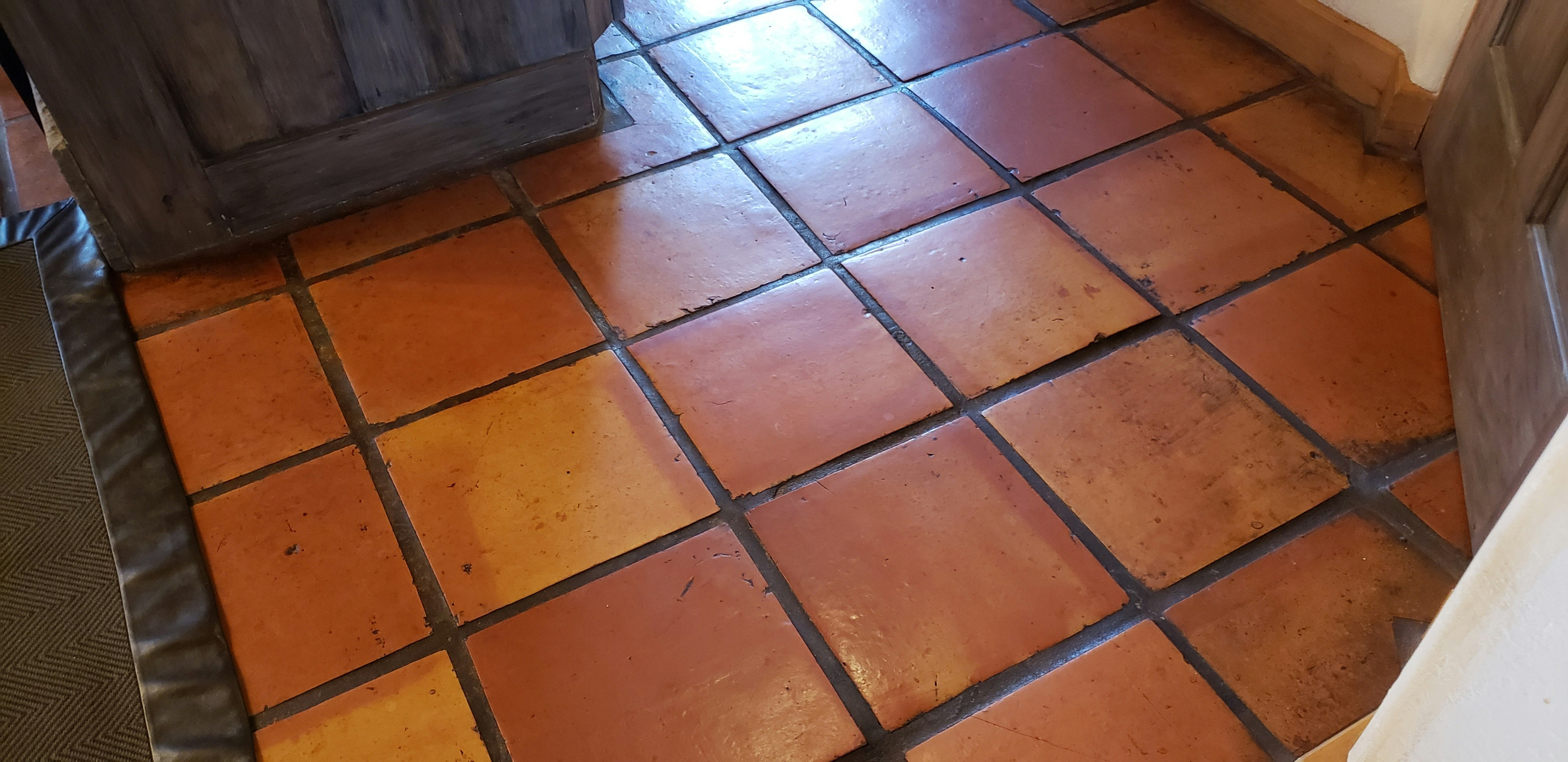 These reddish-orange tiles have radiant heat to keep toes toasty all winter long.
