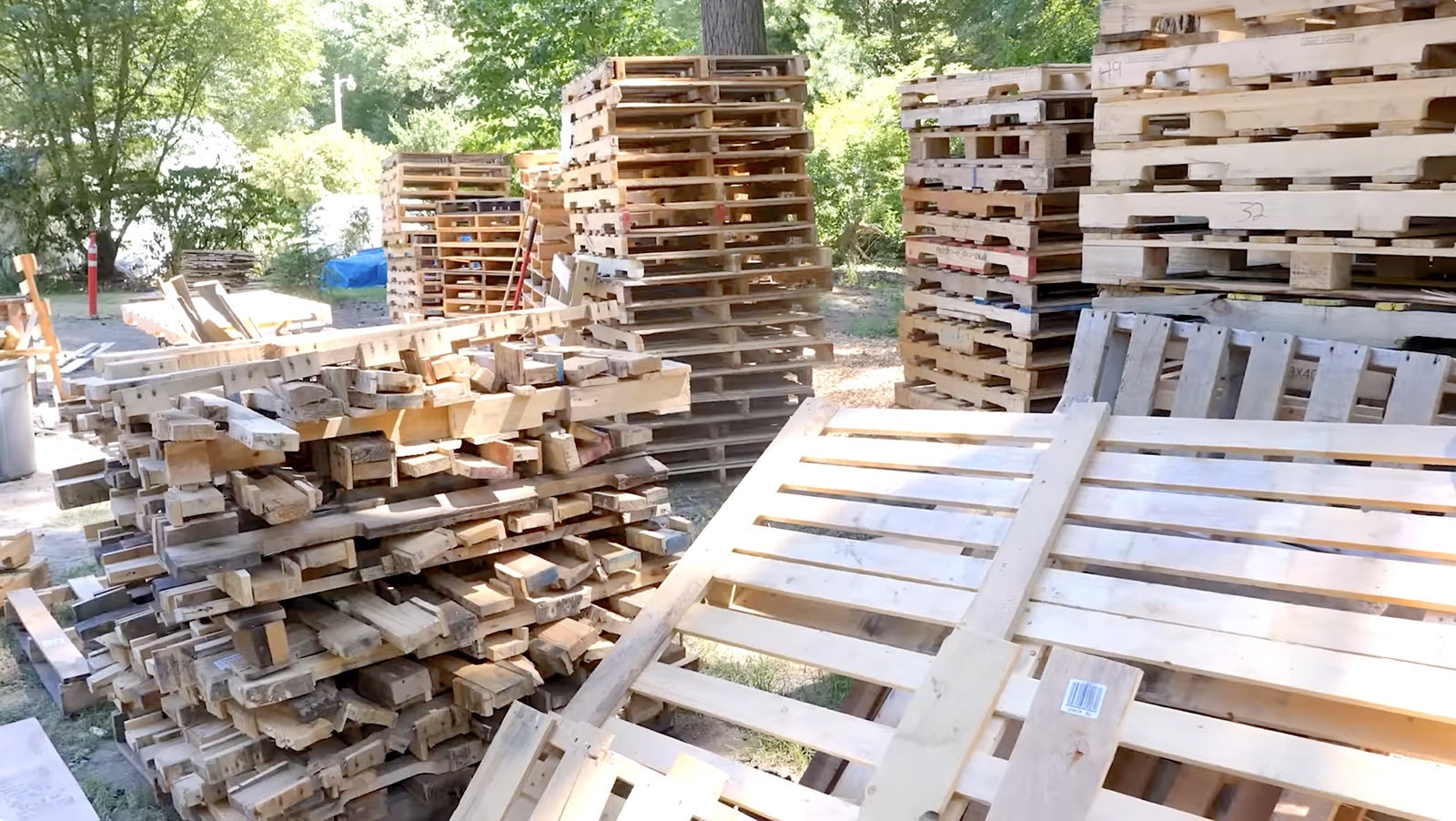 It takes a lot of repurposed pallets to make Thomas Dambo's giant trolls.
