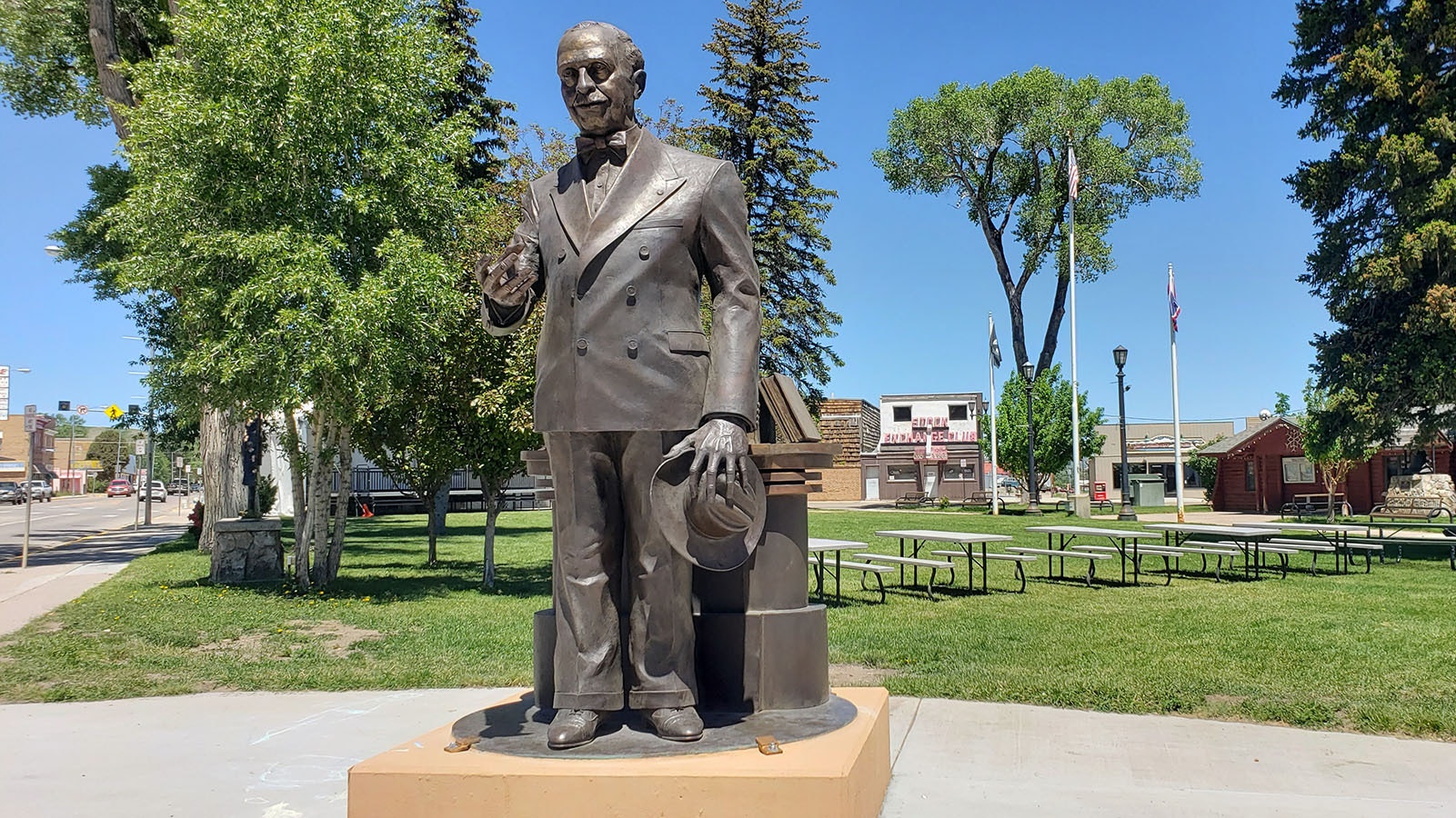 A statue of James Cash Penney, who founded JCPenney, stands in Kemmerer, Wyoming.