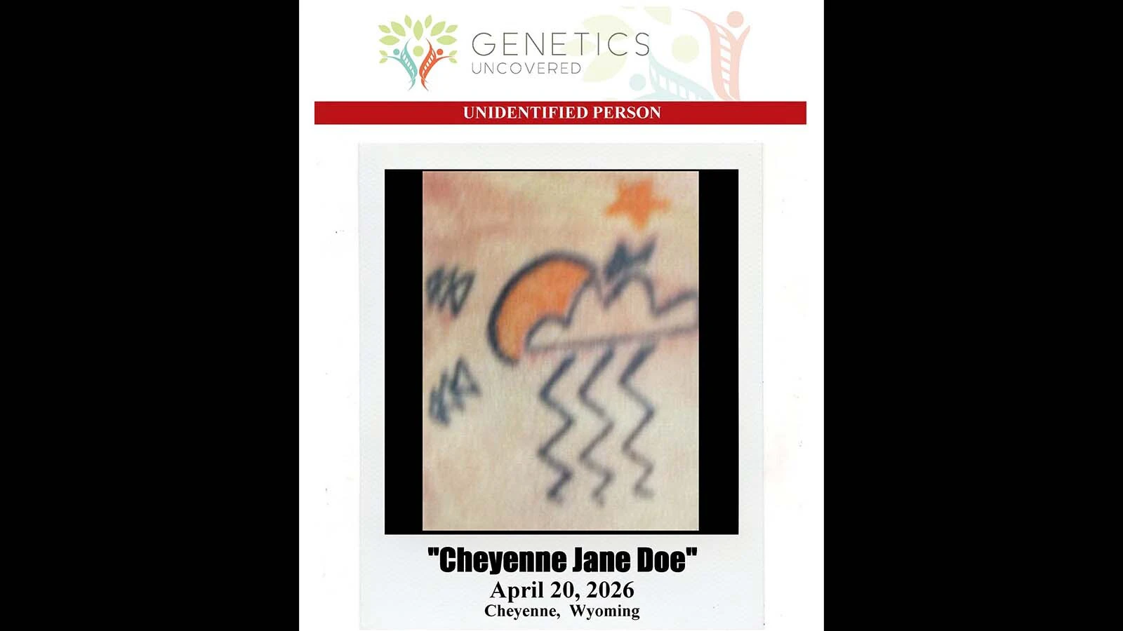 A distinctive tattoo on the body of a Jane Doe found in Cheyenne in April.