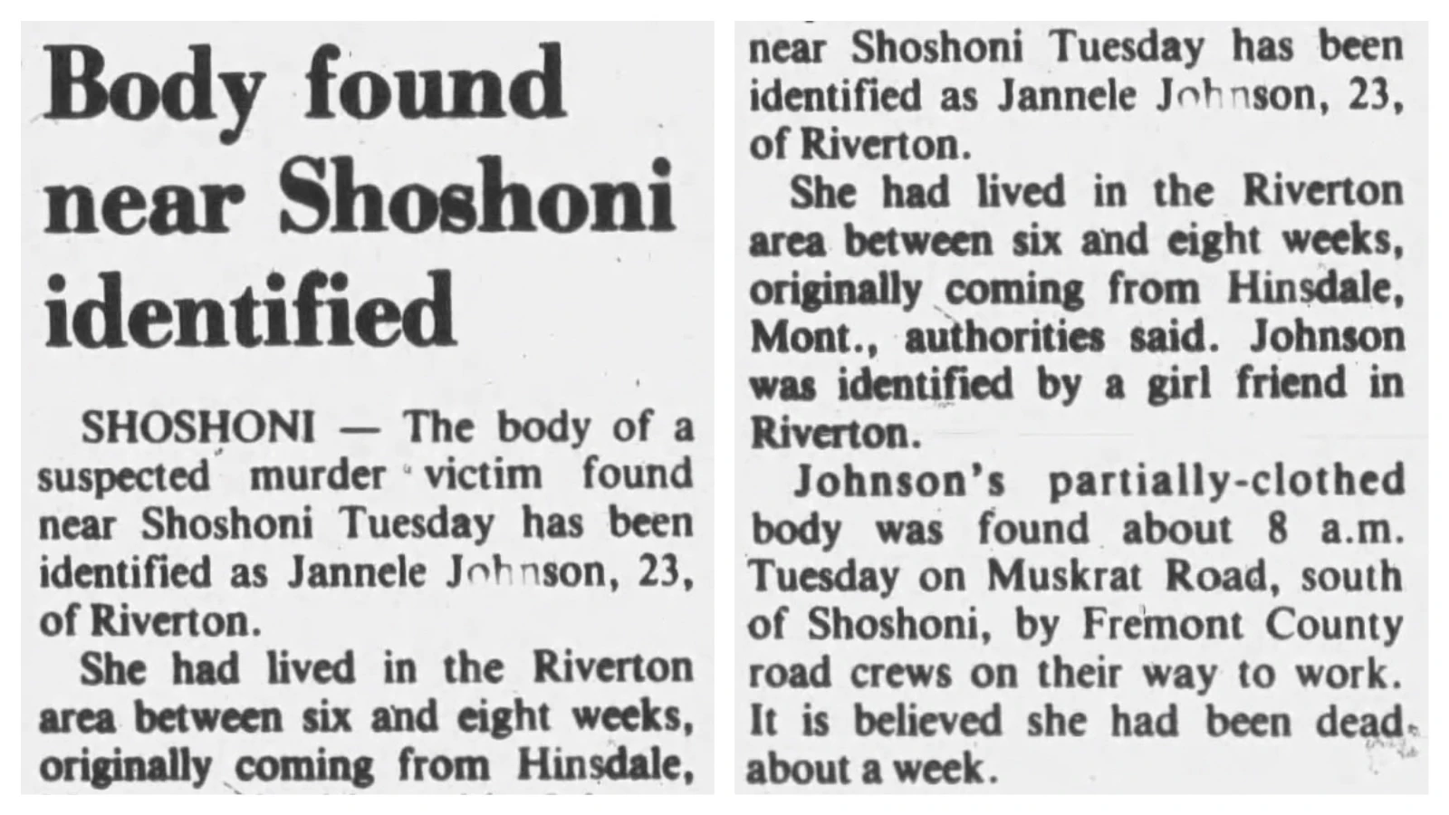 Janelle johnson Body found 10 10 26