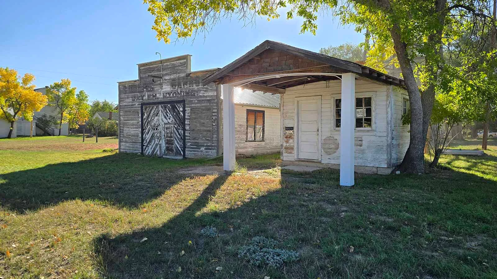 The gas station and garage at Jay Em is no longer open. They're among buildings that are being preserved by descendants of the town's founder.