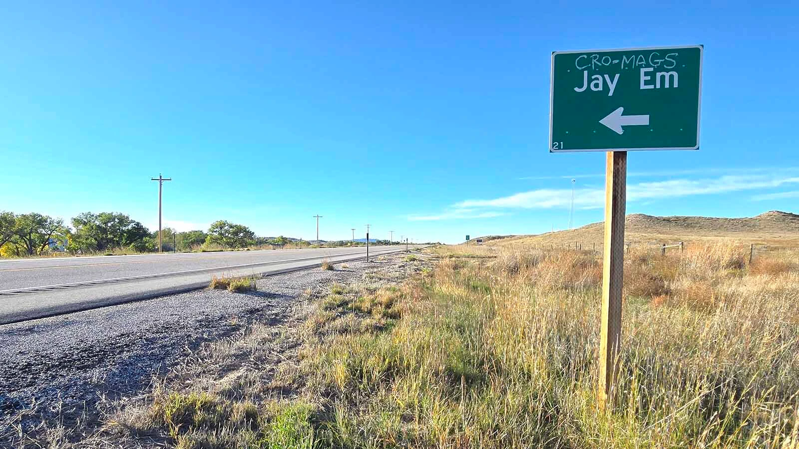 A sign points the way to historic Jay Em, which gives tours every summer.