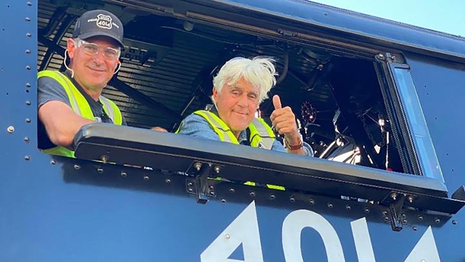 Comedian and famous gearhead Jay Leno was on the Big Boy 4014 locomotive Monday, which will be featured on his Sept. 23 episode of "Jay Leno's Garage."