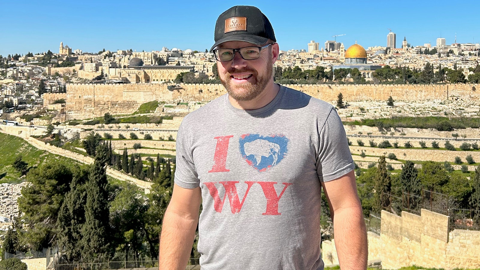 Wyoming state Rep. Jeremy Haroldson in Jerusalem during a 10-day trip to Israel earlier this year.