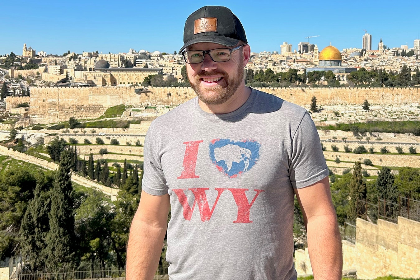 Wyoming state Rep. Jeremy Haroldson in Jerusalem during a 10-day trip to Israel earlier this year.
