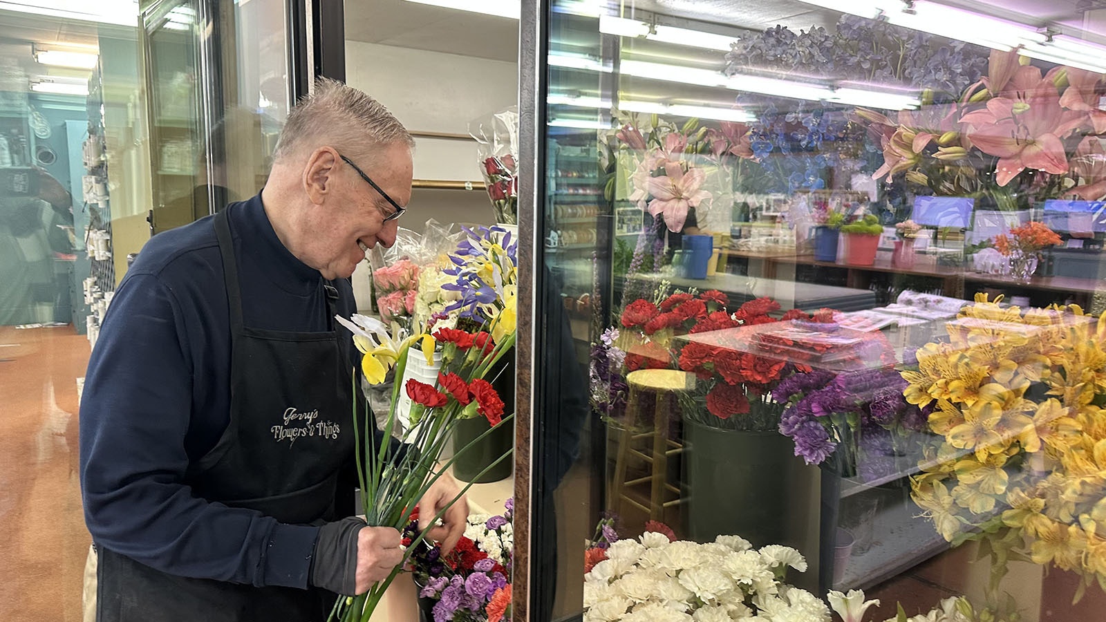 When Jerry Kintzler first moved his store into the old JC Penney store downtown Riverton, Wyoming, the cooler was the only addition he put in. He has been selling flowers arrangements and unique gifts for 50 years after changing careers as a middle school art teacher.