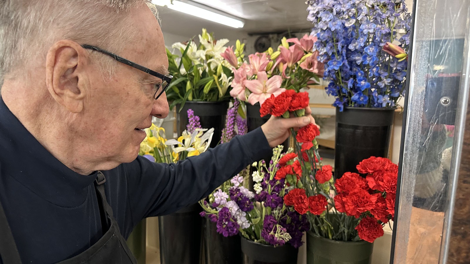 One of the changes that Jerry Kintzler has witnessed in over 50 years of the flower business is that the flowers no longer have the once powerful scents that they use to have decades before.