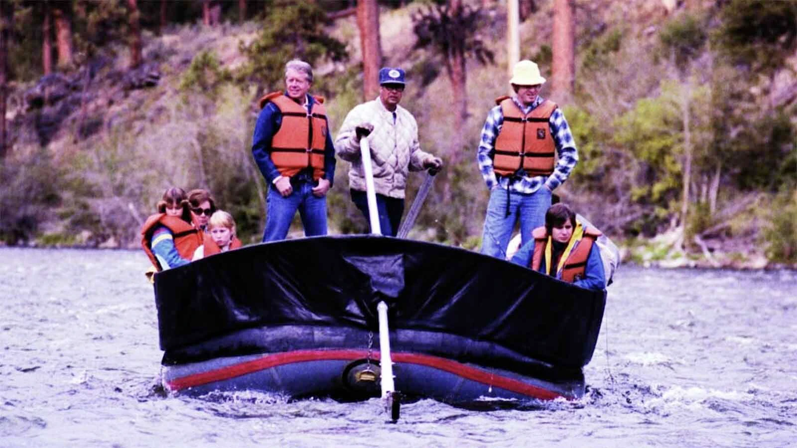 President Carter and family on a rafting trip down the Salmon River, Idaho, in August 1978.