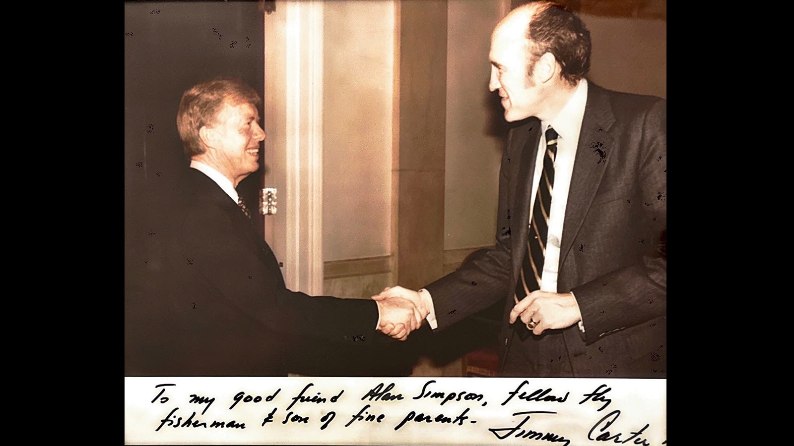 Former U.S. Sen. Al Simpson, right, with former President Jimmy Carter.