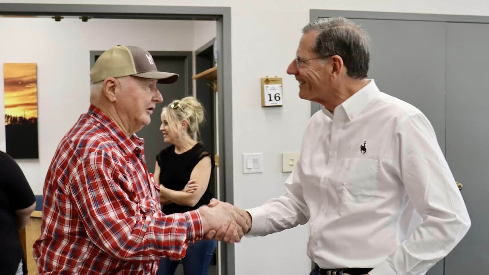 U.S. Sen. John Barrasso, seen here meeting folks at the Big Horn Senior Center, won reelection Tuesday.