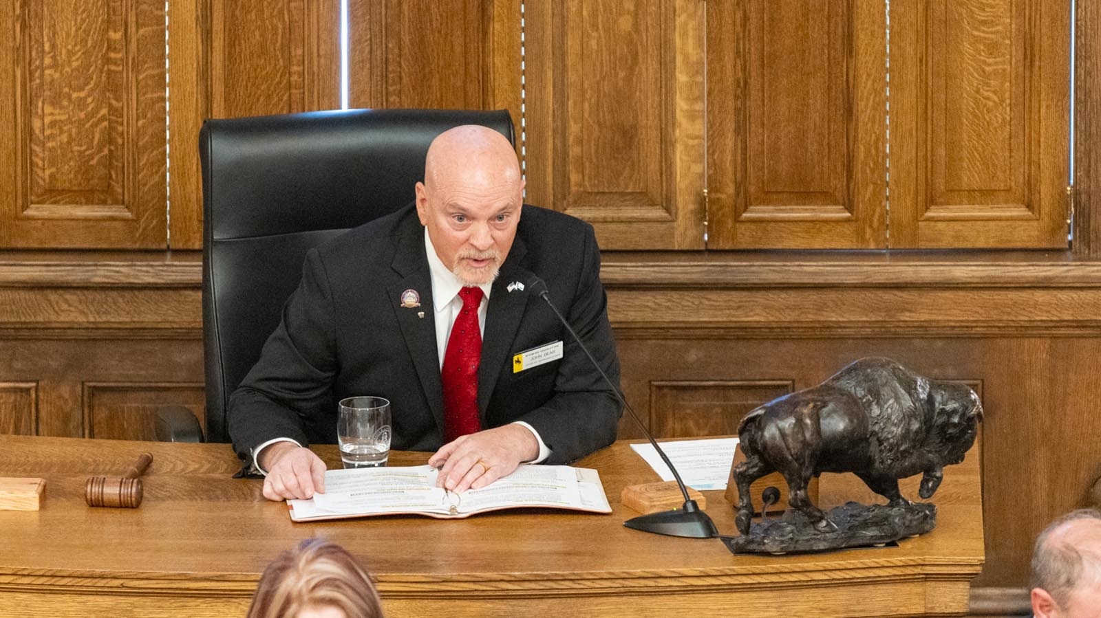 State Rep. John Bear, R-Gillette, in the House chambers on the first full day of the 2025 legislative session.