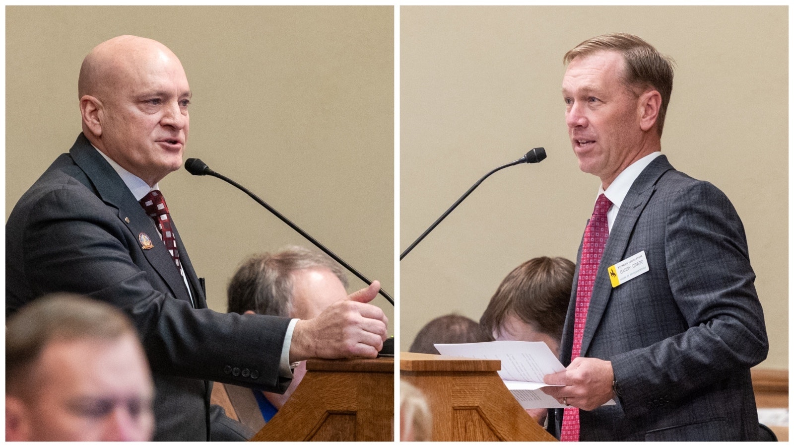 State Rep. John Bear, R-Gillette, left, is chairman of the Wyoming Freedom Caucus, while Rep. Barry Crago, R-Buffalo, right, is part of the Wyoming Caucus.