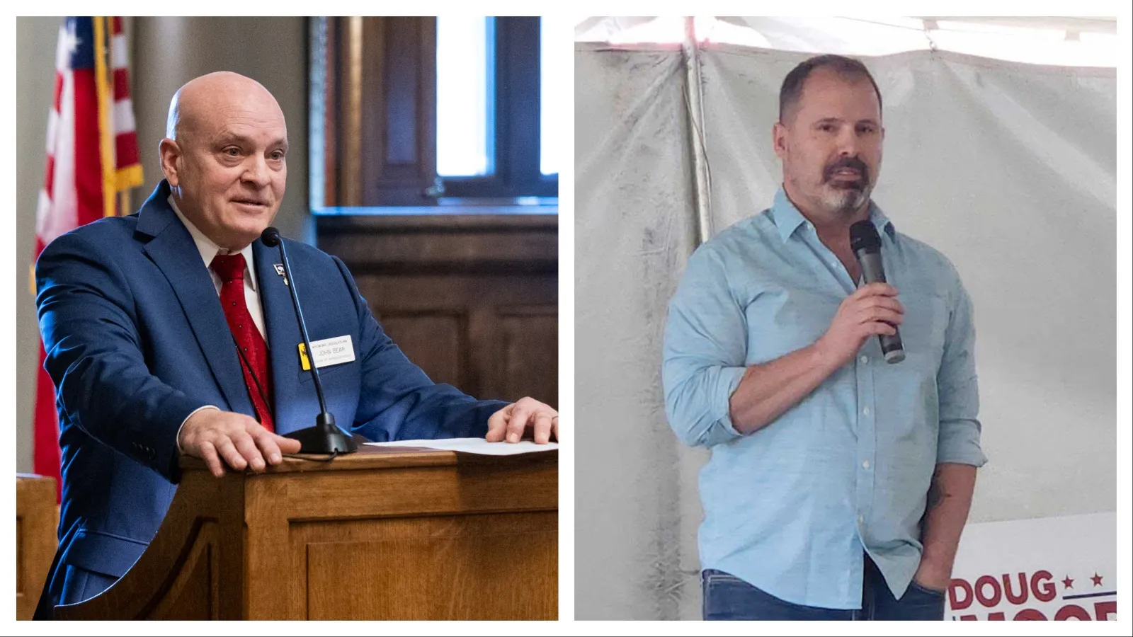 State Rep. John Bear, R-Gillette, left, and challenger Doug Moore.