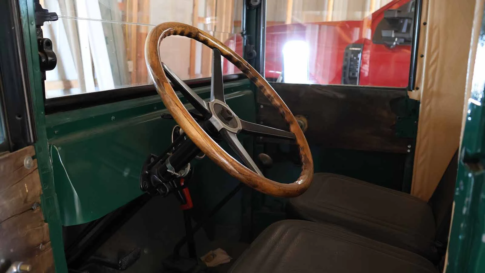 The interior of Pete Smet’s 1929 Chevy truck.